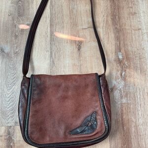 Handmade artisan Mowen Leather designs bag/purse Brown Leather Crossbody Bag